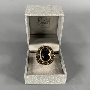 LALIQUE Size 7.5 Black Crystal Cocktail Ring